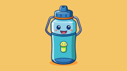Aufkleber - A compact water bottle made of BPAfree plastic featuring a secure twistoff cap and measurements for easy hydration onthego.. Cartoon Vector.