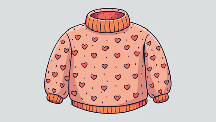 Sticker - A cozy oversized sweater with a knit pattern resembling endless rows of tiny hearts wrapped in warmth and comfort.. Cartoon Vector.