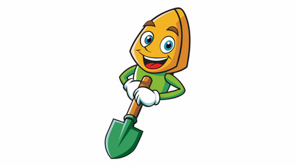 Aufkleber - A cylindrical object with a pointed tip and a curved handle. It is made of metal and is used for digging holes and breaking up soil in gardening.. Cartoon Vector.