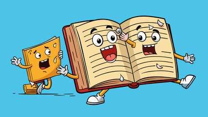 Poster - A daft book with pages tered and out of order making it nearly impossible to follow the storyline or make any sense of the plot.. Cartoon Vector.