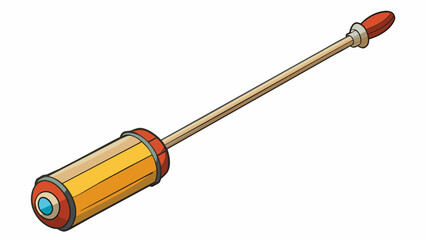 Poster - A cylindrical object with a long handle a metal tip at the end and bristles used for brushing or cleaning.. Cartoon Vector.