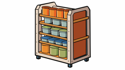 Canvas Print - A e rack is a small organisation system often found in kitchens. It consists of a set of shelves or slots where e containers can be neatly stored and. Cartoon Vector.