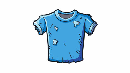 Poster - A faded blue tshirt now a few shades lighter than its original color. It is made of thin cheap material that clings to the wearers body awkwardly. The. Cartoon Vector.