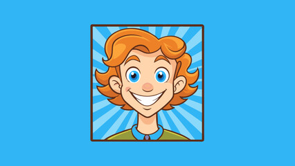 Aufkleber - A familiar face smiled back at me with high cheekbones and a dimpled chin. The eyes were a bright sparkling blue framed by long curly lashes. The nose. Cartoon Vector.