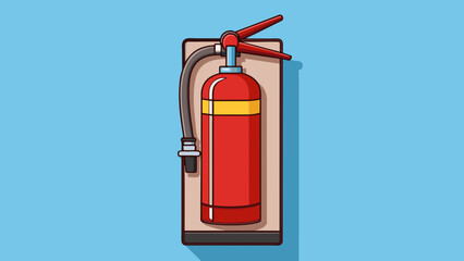 Poster - A fire extinguisher mounted on the wall easily accessible in case of emergencies. Its presence represents responsible preparation for potential danger. Cartoon Vector.