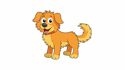 Aufkleber - A fluffy fourlegged animal with floppy ears and a wagging tail obviously a friendly dog looking for attention.. Cartoon Vector.