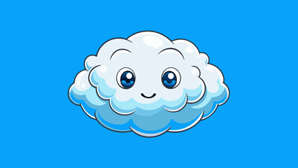 Poster - A fluffy white cloud floating gently in the bright blue sky. It has a wispy cottonlike texture and constantly changes shape.. Cartoon Vector.