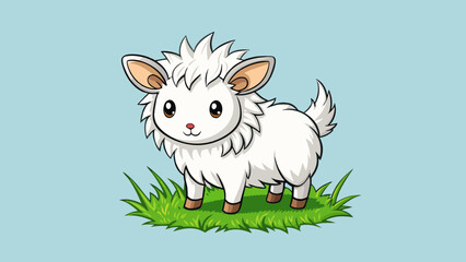 Aufkleber - A fluffy white mammal with long pointy ears and a small twitching nose. It has a bushy tail and loves to hop around in grassy fields.. Cartoon Vector.