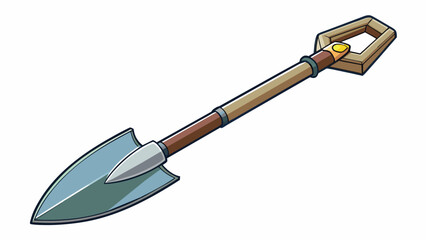 Poster - A heavy metal tool with a long handle and a sharp pointed end used for digging in the garden.. Cartoon Vector.