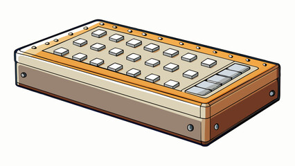 Aufkleber - A heavy rectangular block of metal with a flat surface and an array of keys and buttons on one side. Upon closer inspection the smooth surface reveals. Cartoon Vector.
