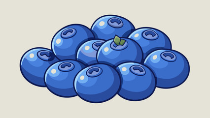 Poster - A handful of vibrant blueberries with plump round shapes and a deep sweet flavor.. Cartoon Vector.