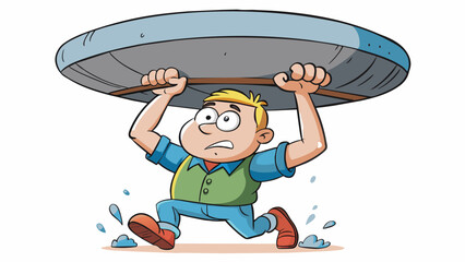 Aufkleber - A heavy weight held in a slippery hand causing it to constantly slip and make it challenging to hold on to. The smooth surface of the weight and the. Cartoon Vector.