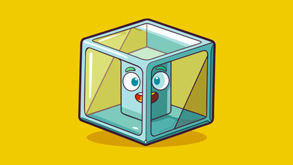 Poster - A hollow transparent cube made of glass with no objects or designs inside.. Cartoon Vector.