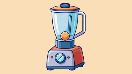 Aufkleber - A kitchen appliance made of metal and plastic with a round rotating blade and a handle on top. It has various speed settings and can be used to blend. Cartoon Vector.