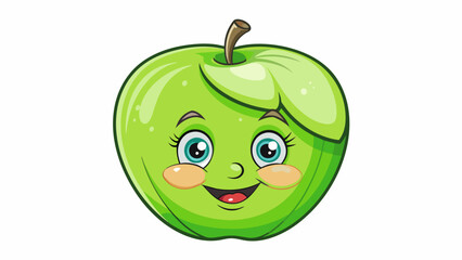 Poster - A juicy Granny Smith apple with its smooth shiny green skin and tart crisp .. Cartoon Vector.
