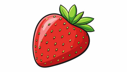 Poster - A juicy ripe strawberry picked straight from the garden. Its bright red skin is dotted with tiny seeds and its sweet fragrance fills the air.. Cartoon Vector.