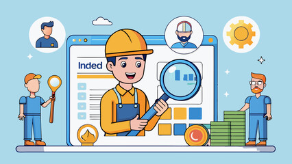 Wall Mural - A key feature of Indeed is its advanced search filters allowing users to narrow down their job search by industry location salary and other. Cartoon Vector.