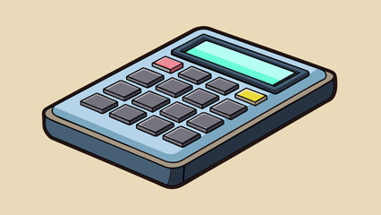 Poster - A keypad with raised rectangular buttons that light up when pressed. It has a matte black finish with a small LCD screen at the top displaying the. Cartoon Vector.