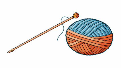 Poster - A knitting needle and ball of yarn To create a knitted item one must possess the skill of hand dexterity to manipulate the needles and yarn as well as. Cartoon Vector.
