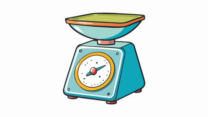 Poster - A kitchen scale is a device used to measure weight and is often made of metal or plastic. It is used to accurately measure ingredients for recipes. Cartoon Vector.