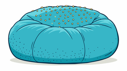 Poster - A large puffy bean bag seat that is perfect for lounging in a playroom or dorm room. It is filled with tiny foam pellets and can mold to the shape of. Cartoon Vector.