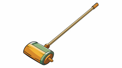 Aufkleber - A lightweight cylindrical object with a long handle designed to sweep away dirt and debris from hard floors.. Cartoon Vector.