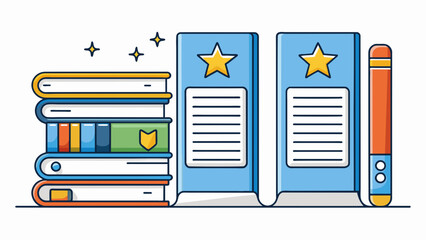 Poster - A list of recommended books each with a short summary and a star rating next to it. This list is characterized by its informational nature and its. Cartoon Vector.