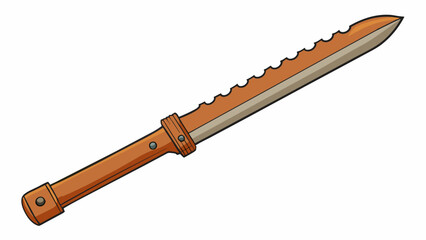 Poster - A long wooden tool with a sharp blade at one end used for chopping and ting food.. Cartoon Vector.