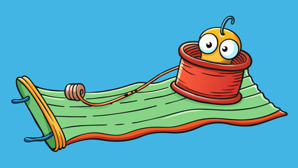 Aufkleber - A loose thread on a fabric unraveling with each tug and making the material frayed and uneven.. Cartoon Vector.