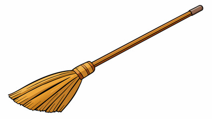 Aufkleber - A long wooden stick with bristles on one end used for sweeping and cleaning.. Cartoon Vector.