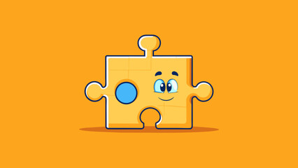 Fototapete - A loose puzzle piece unable to fit into the correct spot and disrupting the overall picture.. Cartoon Vector.