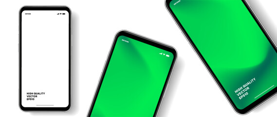 Poster - Realistic smartphone mockup. Mobile phone vector with isolated on white background. Device front view. 3D mobile phone with shadow. Realistic, high quality smart phone mockup for ui ux presentation.
