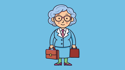 Poster - A middleaged woman with a briefcase wearing a crisp suit and sleek glasses.. Cartoon Vector.