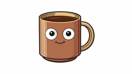 Aufkleber - A minimalist coffee mug with a simple handle and a matte finish creating a sense of simplicity and understated elegance.. Cartoon Vector.