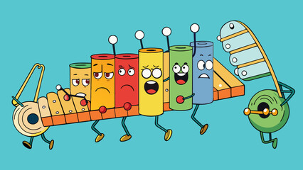 Poster - A musical instrument playing the constant rhythm of life. It can be fueled by a variety of emotions producing different melodies and tempos depending. Cartoon Vector.