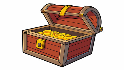 Aufkleber - An empty treasure chest awaiting eager hands to pry open its lid and discover the longlost gems and gold within. Its open latch beckons with curiosity. Cartoon Vector.