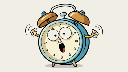 Aufkleber - An oldfashioned alarm clock with a round white face and large black numbers its metal bells on top ready to clang when the hour hand reaches 12. The. Cartoon Vector.