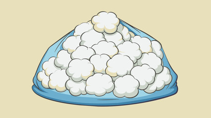 Fototapete - An opaque plastic bag filled with fluffy white cotton balls their soft and airy texture making them perfect for cushioning fragile items during a. Cartoon Vector.