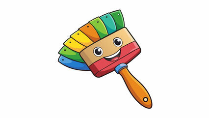 Poster - A paintbrush dipped in different colors mixing together to create a new shade. The brush and the colors all have their own qualities but when combined. Cartoon Vector.