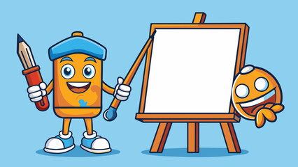 Aufkleber - A painting brush and a blank canvas depict a career in art. The brush symbolizes creativity and selfexpression while the blank canvas represents the. Cartoon Vector.