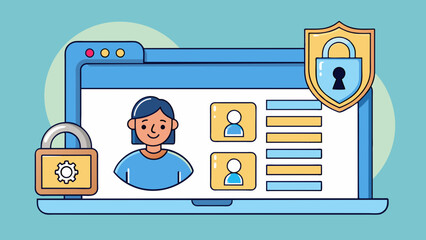 Fototapete - A passwordprotected account on a website enabling secure access and protection of personal information.. Cartoon Vector.