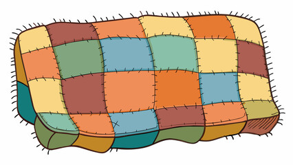 Fototapete - A patchwork quilt with frayed edges and faded colors passed down through generations and holding memories of past lives could represent the passing of. Cartoon Vector.