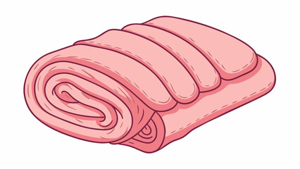 Aufkleber - A piece of cloth made from thick fuzzy fibers in a light shade of pink. It provides warmth and comfort when wrapped around the body.. Cartoon Vector.