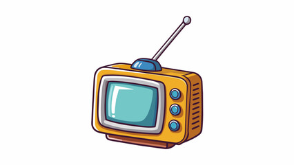 Fototapete - A portable television with a builtin antenna small enough to fit in the palm of your hand and ideal for camping or outdoor activities.. Cartoon Vector.