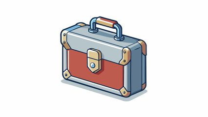 Fototapete - A rectangular metal object with a hinge in the center resembling a small briefcase. It has a smooth shiny surface and feels heavy when lifted.. Cartoon Vector.