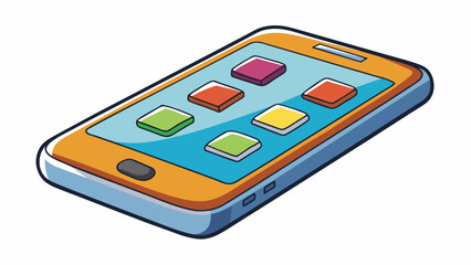 Fototapete - A rectangular device with a touch screen and various buttons on the front used for communication and accessing information. The screen is usually made. Cartoon Vector.