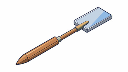 Fototapete - A rectangular metal tool with a sharp pointed end and a flat ridged edge. It has a sy handle for gripping and is used for digging in soil.. Cartoon Vector.
