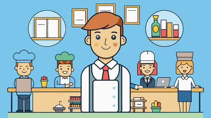 Poster - A restaurant manager oversees the daily operations of the establishment from managing staff and schedules to ensuring quality of service and customer. Cartoon Vector.