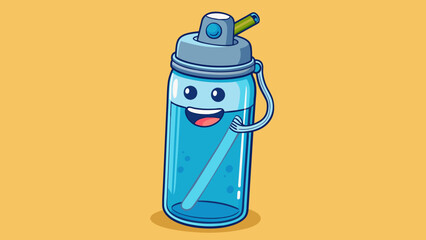 Poster - A reusable water bottle with a leakproof lid and builtin filter for convenient onthego hydration without the need for disposable plastic bottles.. Cartoon Vector.