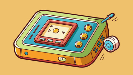 Fototapete - A ringing phone This object is rectangular in shape with a speaker and a small screen on one side and buttons on the other. It emits a loud ringing. Cartoon Vector.